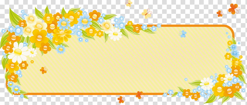 flower rectangle frame floral rectangle frame, Yellow, Green, Blue, Text, Orange, Line, Leaf transparent background PNG clipart