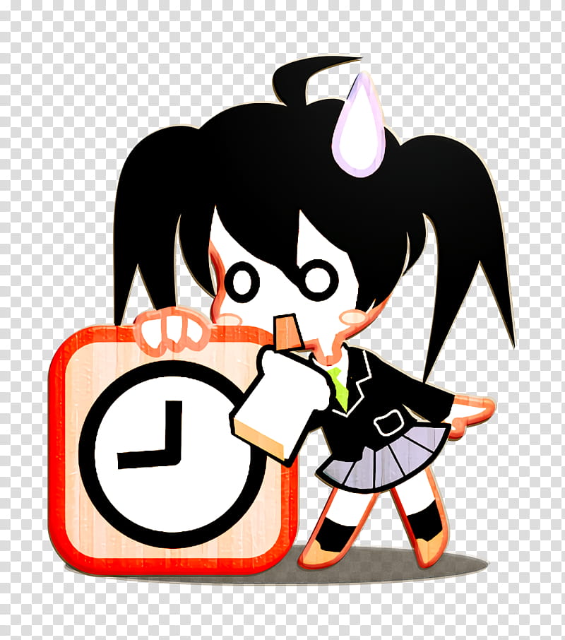 cartoon black hair smile, Alarm Icon, Cartoon Icon, Clock Icon, Japan Icon, Schedule Icon, Time Icon, Timer Icon transparent background PNG clipart