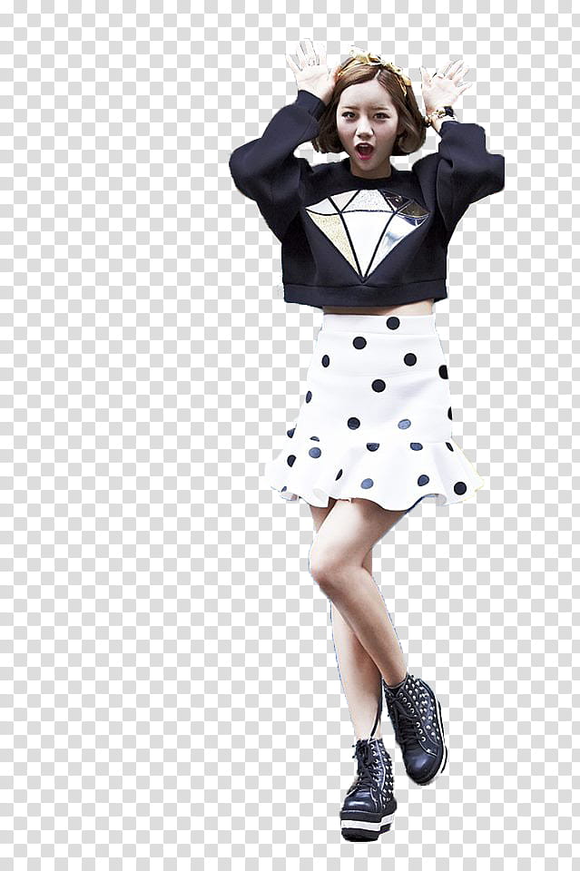 woman in white and black polka-dot mini skirt transparent background PNG clipart