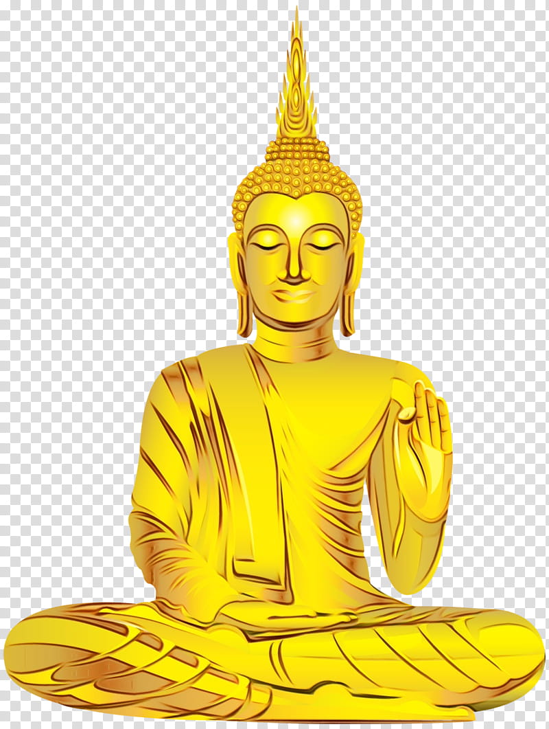 yellow meditation statue guru zen master, Watercolor, Paint, Wet Ink, Fictional Character, Sitting, Temple, Monk transparent background PNG clipart