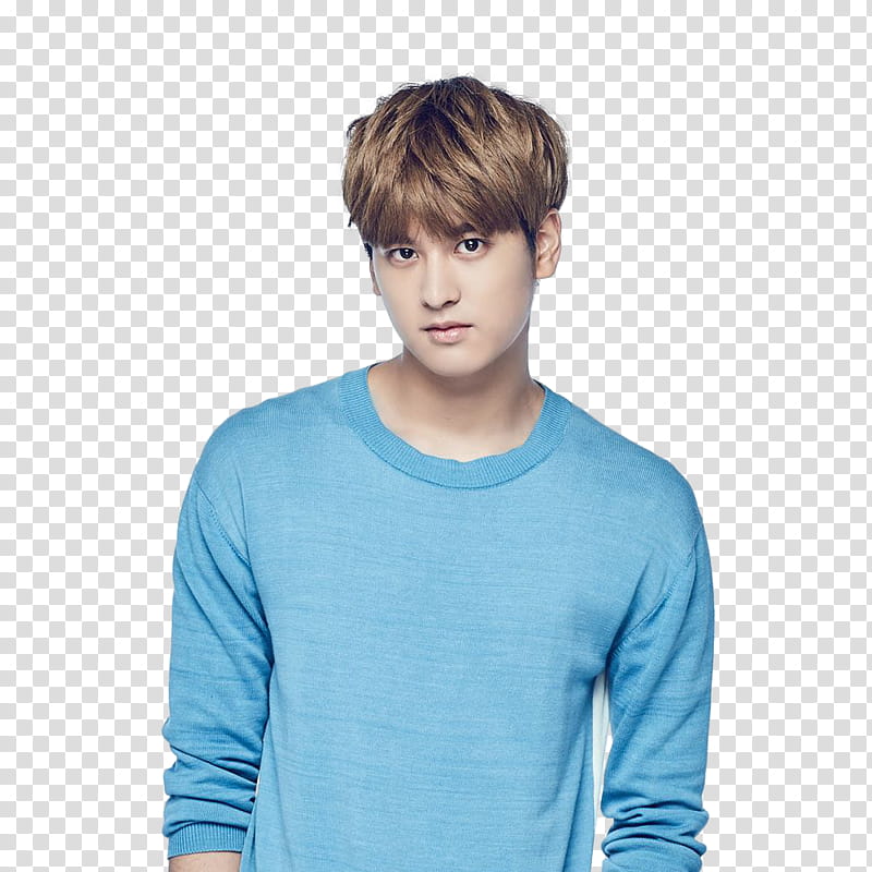 iKON PEPSI P, man in blue crew-neck long-sleeved shirt transparent background PNG clipart
