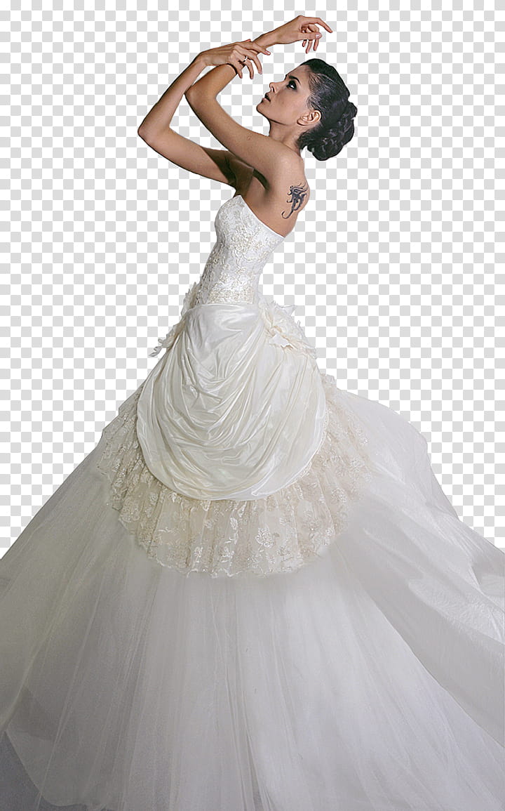 White Dress Ball Gown, women's white strapless wedding dress transparent background PNG clipart