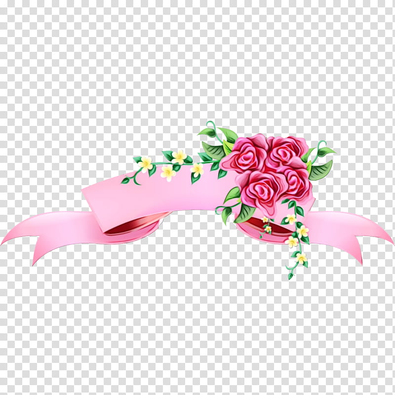 Banner Design Ribbon, Web Banner, Pink, Flower, Plant, Headgear, Petal, Rose transparent background PNG clipart