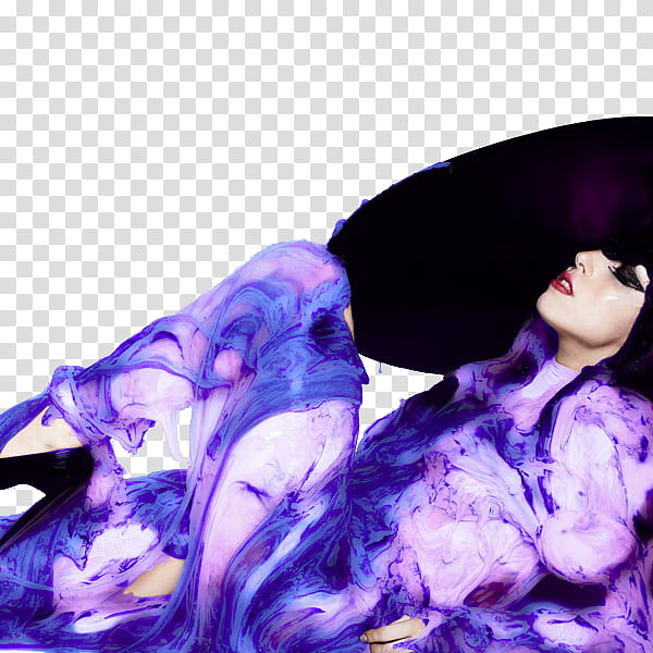 Lady Gaga, women's purple and white dripping paint illusion dress transparent background PNG clipart