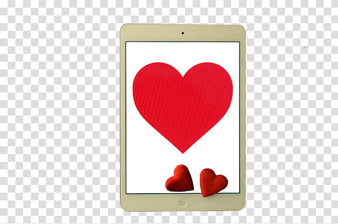 , silver iPad displaying red heart transparent background PNG clipart