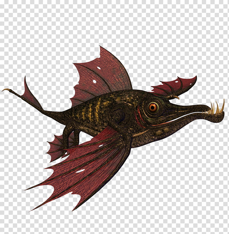 dragon fish, brown and red monster fish illustration transparent background PNG clipart