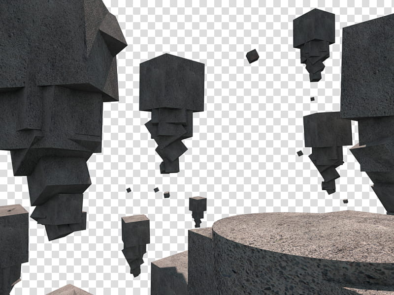 Surreal cubes, floating stone structures illustration transparent background PNG clipart
