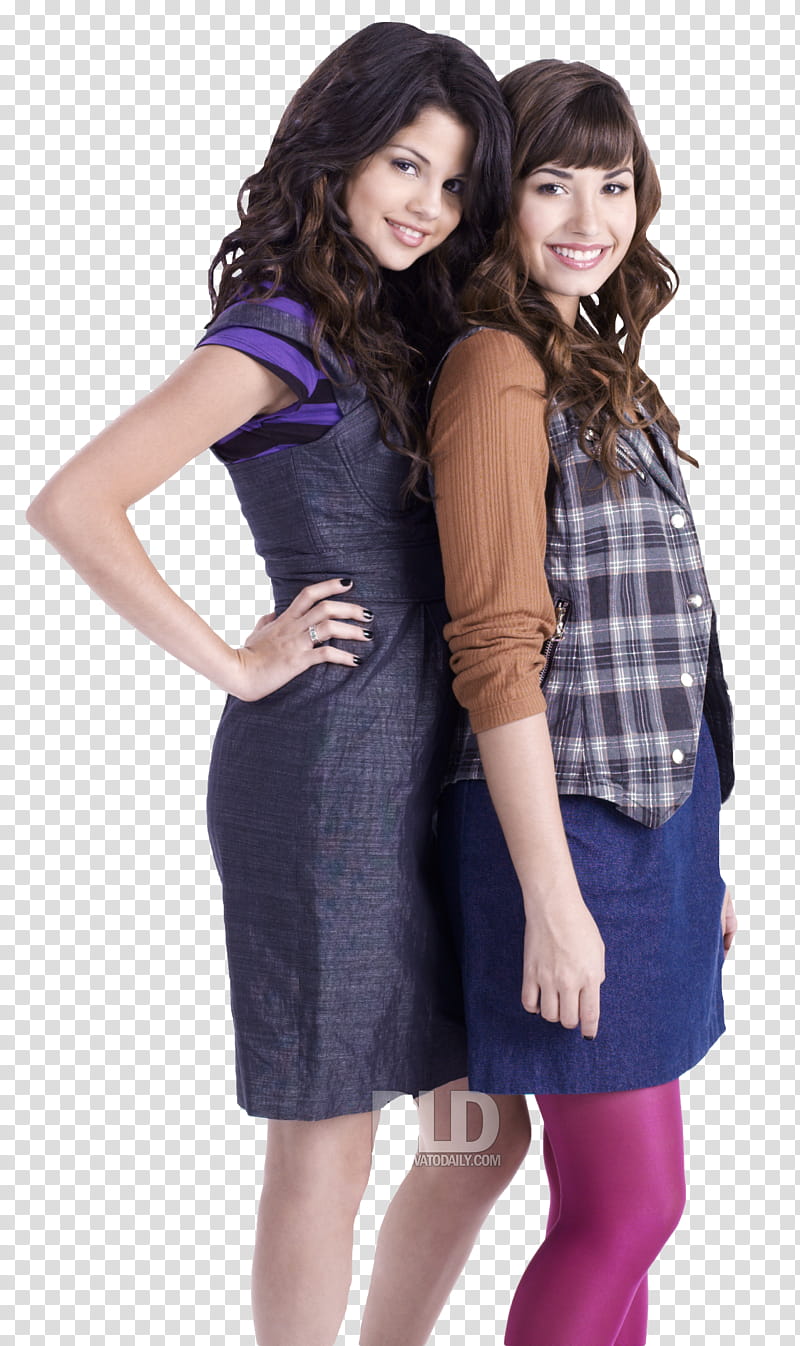 Delena, Selena Gomez smiling beside smiling Demi Lovato transparent background PNG clipart