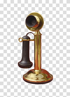 OldFashioned Antique Telephone 0209, brass and black candlestick phone transparent background PNG clipart thumbnail