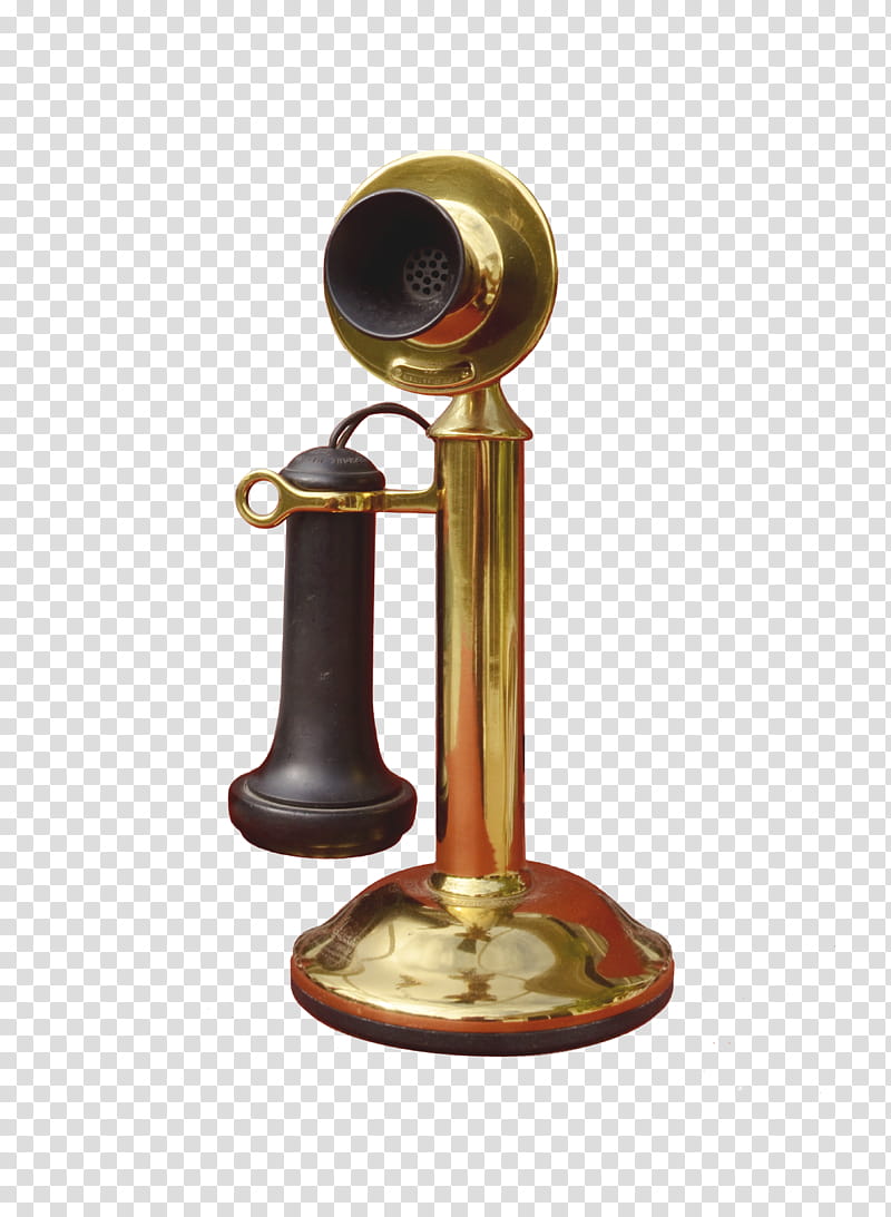 OldFashioned Antique Telephone , brass and black candlestick phone transparent background PNG clipart
