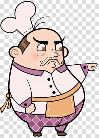 Le Chef, chef pointing on the left side transparent background PNG clipart