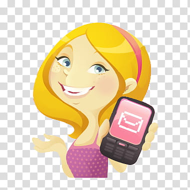Nuevas Nenas, blonde haired girl holding phone transparent background PNG clipart