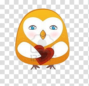 owls, orange and white owl holding red heart illustration transparent background PNG clipart