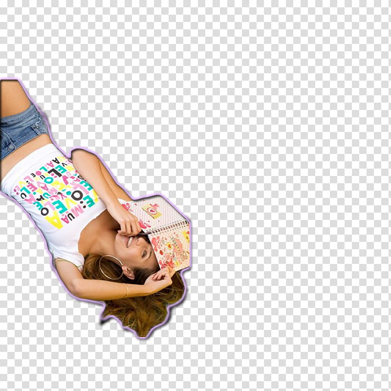 Mis XV, woman lying on and covering face with spiral notebook transparent background PNG clipart