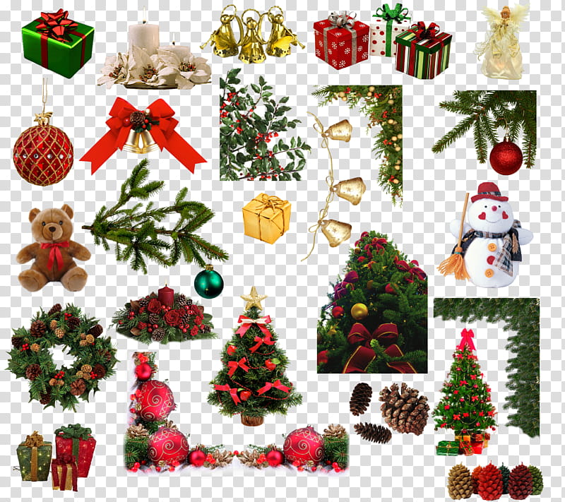 Navidad cosas , assorted Christmas decors collage transparent background PNG clipart