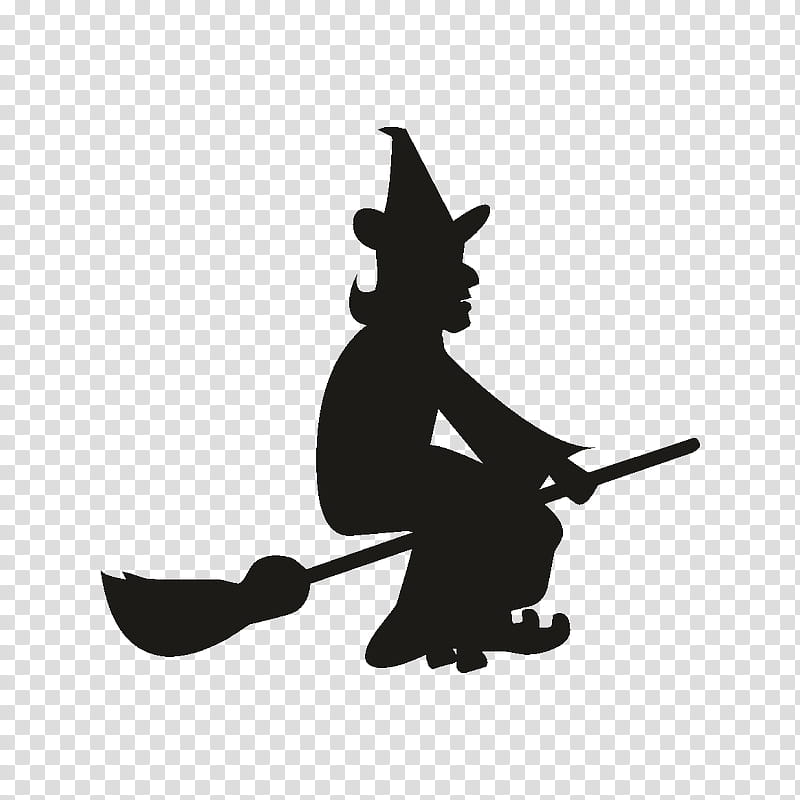 Halloween Cartoon, Witchcraft, Silhouette, Halloween , Magic, Drawing, Broom transparent background PNG clipart