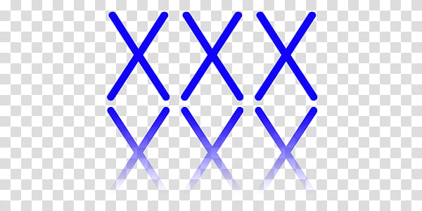 Blue Reflect Text Icons, XXX, six blue x texts transparent background PNG clipart