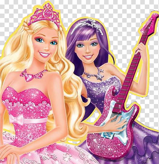 Barbie and Friends, two female in pink and purple dressed characters transparent background PNG clipart