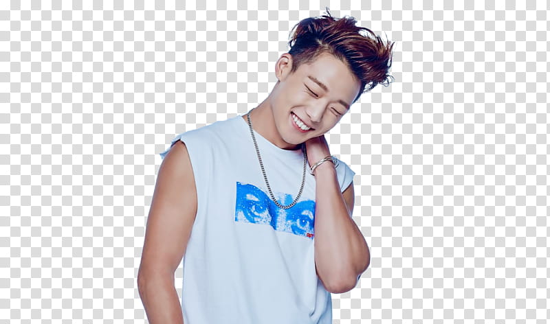 IKON x PEPSI RENDERS , smiling man wearing white and blue tank top transparent background PNG clipart