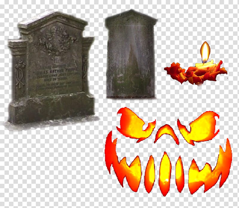 Happily Haunting Halloween Kit, black concrete tombstone transparent background PNG clipart