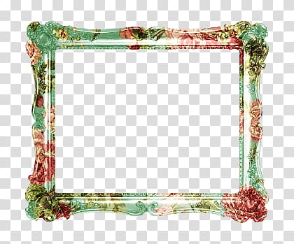 Marcos, red and green floral border transparent background PNG clipart