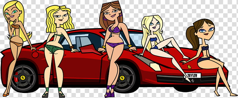 TD Characters Display Car Part , five women on car illustration transparent background PNG clipart