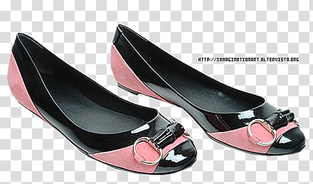 Accessori set, pair of women's black-and-pink leather flats transparent background PNG clipart