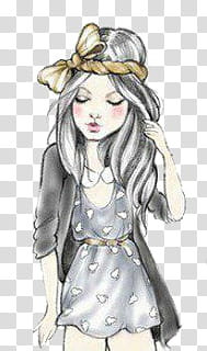 Vintage Dolls, gray-haired female character sketch transparent background PNG clipart