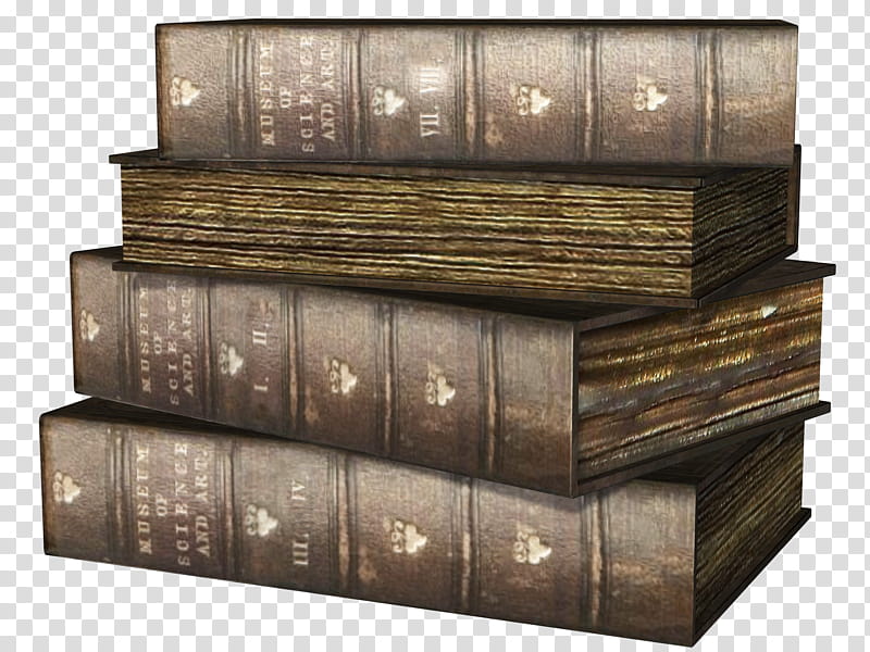 Old Books , four brown labeled books transparent background PNG clipart