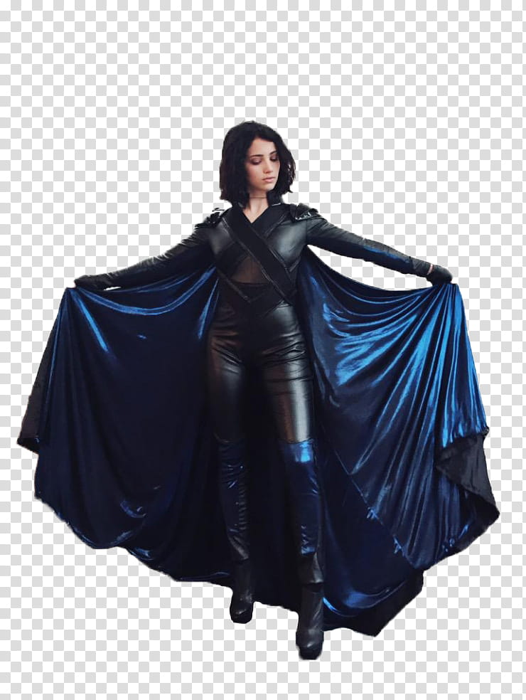 EMILY RUDD, woman wearing black and blue costume transparent background PNG clipart