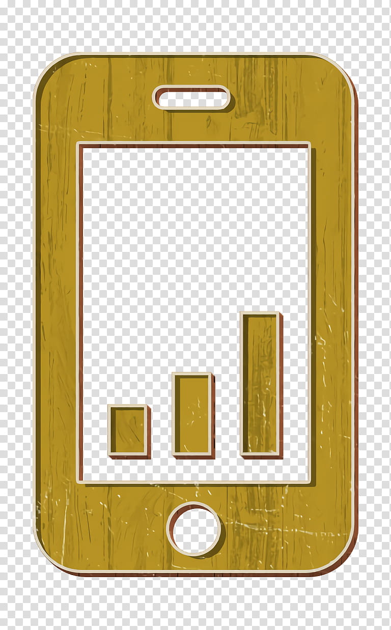 analytics icon graph icon grow icon, Mobile Icon, Yellow, Brass, Wall Plate, Rectangle, Metal transparent background PNG clipart