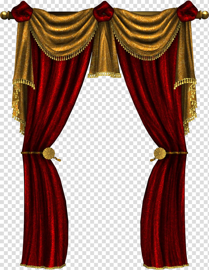 Furniture , red and yellow curtain transparent background PNG clipart