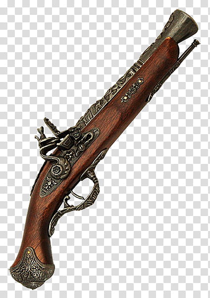 Pirates s, brown and gray flintlock pistol transparent background PNG clipart