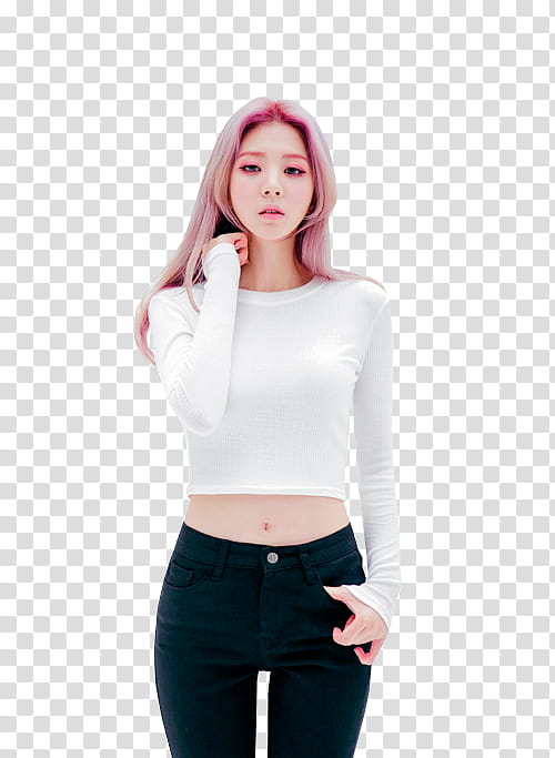 CHAE EUN, woman wearing white top and jeans transparent background PNG clipart