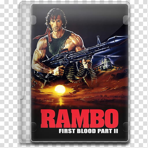 Movie Icon Mega , Rambo, First Blood Part II, Rambo First Blood Part II DVD case illustration transparent background PNG clipart