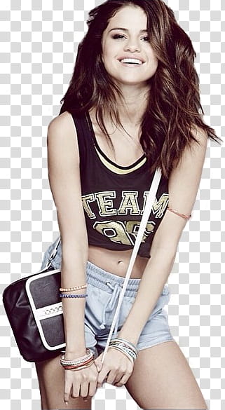  Selena Gomez, smiling Selena Gomez carrying crossbody bag transparent background PNG clipart