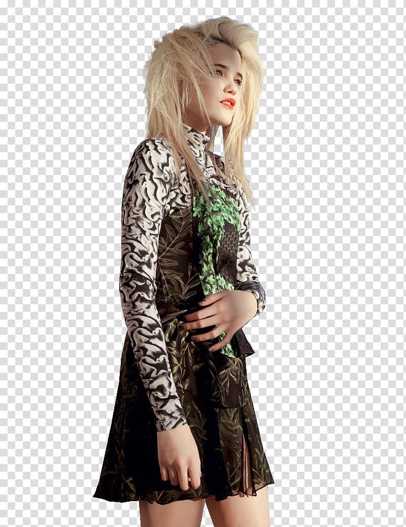 Sky Ferreira, woman touching abdomen using left arm transparent background PNG clipart
