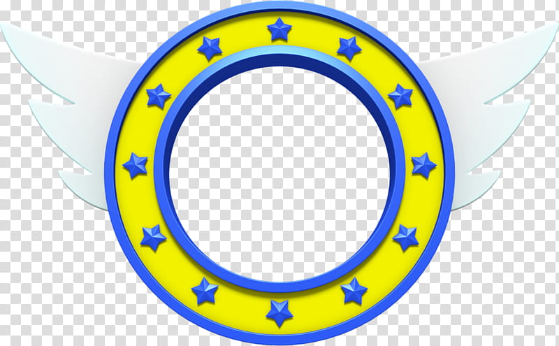 Sonic the Hedgehog Title Ring, round yellow and blue logo transparent background PNG clipart
