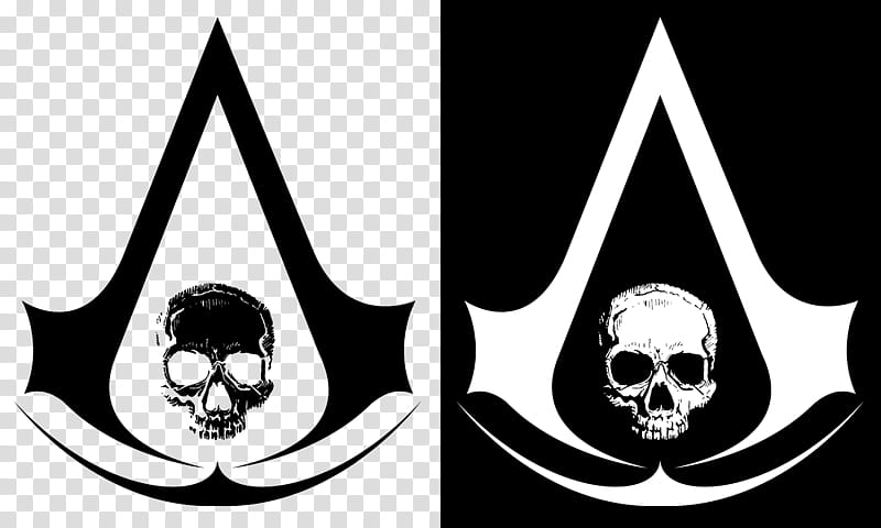 Assassin Creed  Black Flag Skull Logo, black and white skull transparent background PNG clipart
