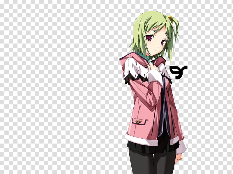 green haired female anime character transparent background PNG clipart