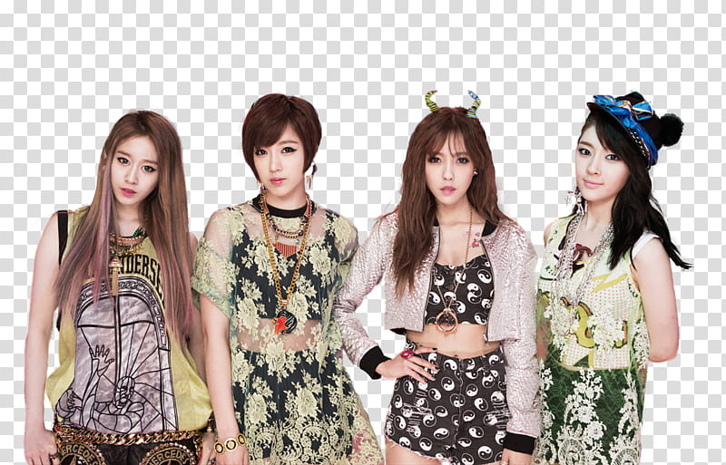T ara N render, four woman on focus transparent background PNG clipart