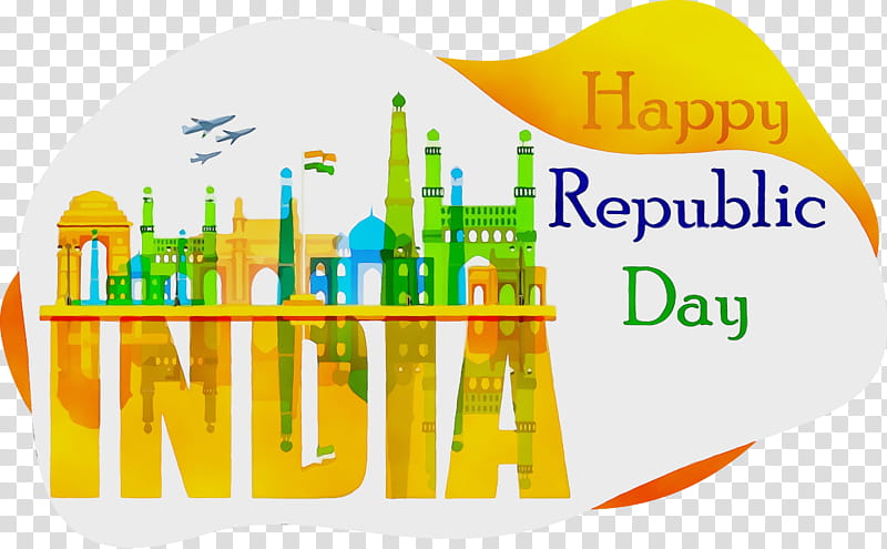 yellow logo city, Happy India Republic Day, Watercolor, Paint, Wet Ink transparent background PNG clipart