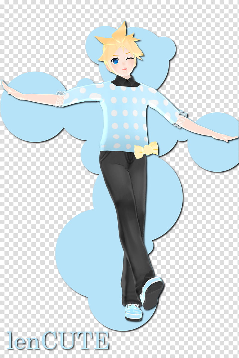 Gift, Artist, Kagamine Rinlen, Model, Blue, Clothing, Cartoon, Male transparent background PNG clipart