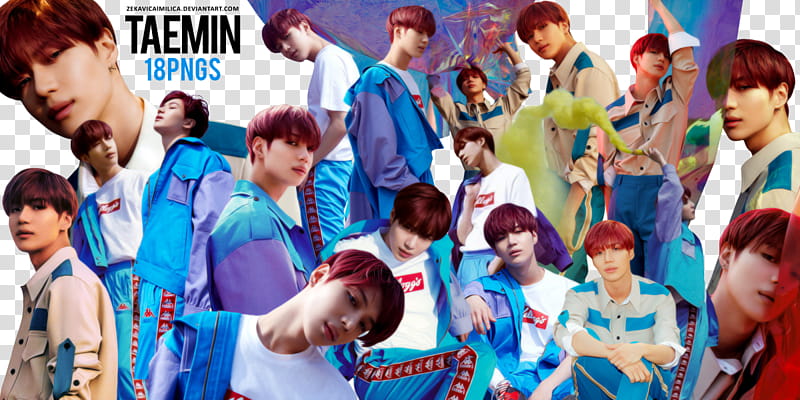 SHINee Taemin The Story Of Light, man wearing blue and purple jacket collage transparent background PNG clipart