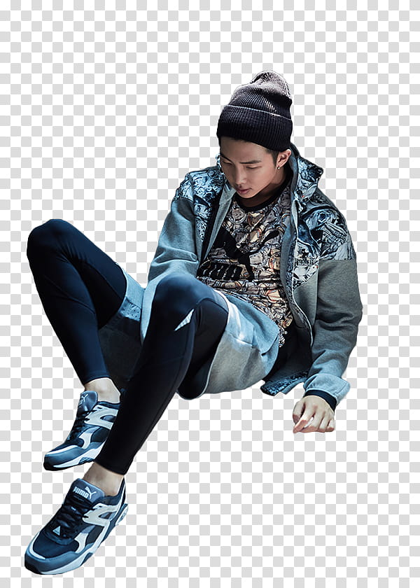 Render Rap Monster BTS, man in black leggings transparent background PNG clipart
