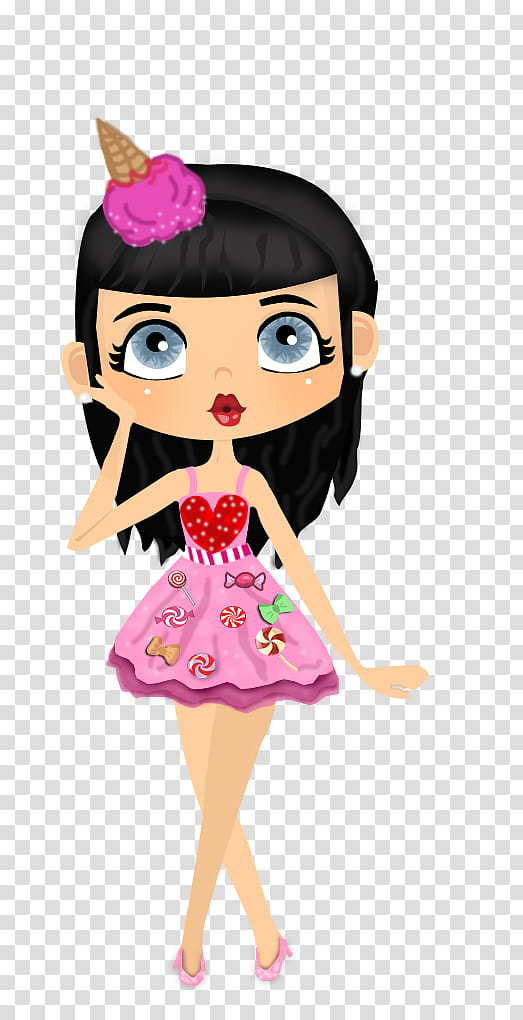 KatyPerry Doll, black-haired girl cartoon character illustration transparent background PNG clipart