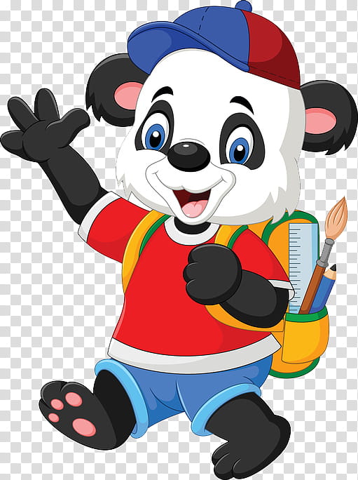 Backpack, Giant Panda, Cartoon, Poster, Mascot transparent background PNG clipart