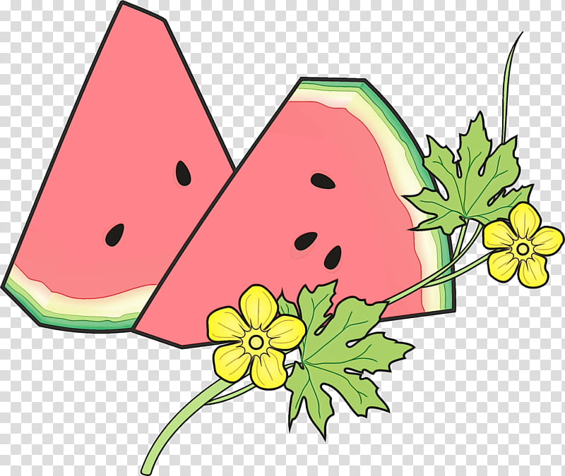 Watermelon, Watercolor, Paint, Wet Ink, Citrullus, Plant, Leaf, Fruit transparent background PNG clipart