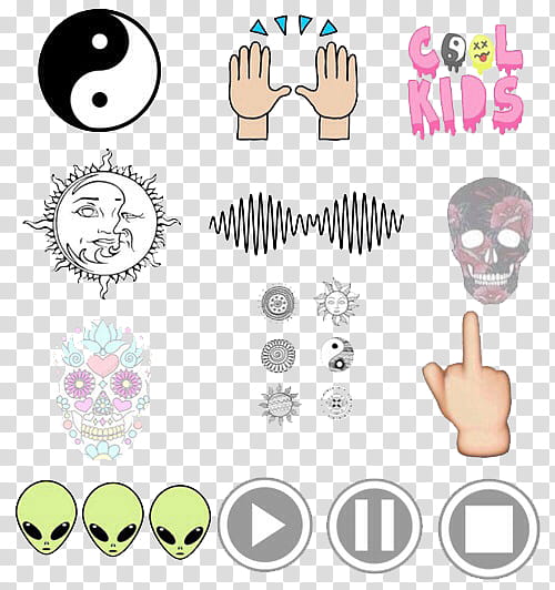 overlays, assorted cool kids emoticons transparent background PNG clipart