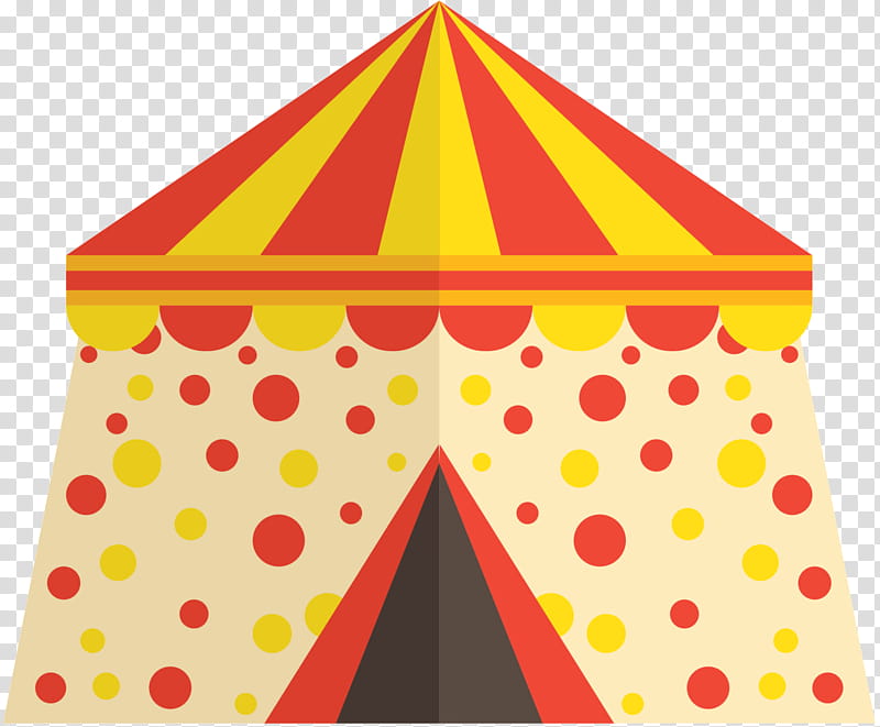 Circus Tent, House, Building, Camping, Home, Yellow, Orange, Polka Dot transparent background PNG clipart